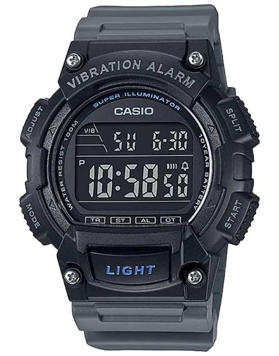 Casio Casio Collection W-736H-8BVDF (W-736H-8B)  W-736H-8B кварцевые мужские часы черный циферблат, браслет пластик — вид спереди
