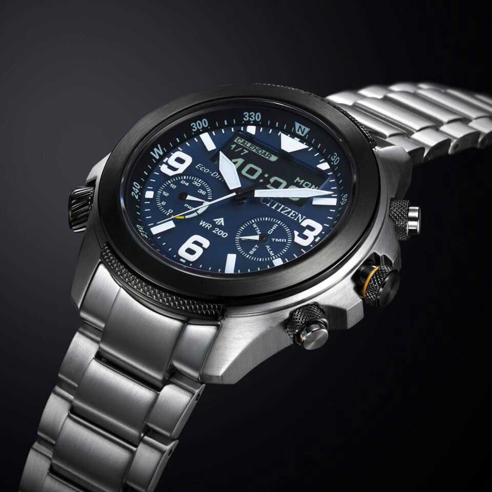 Citizen Citizen Promaster JV1006-51L кварцевые мужские часы часы крупный план синий циферблата