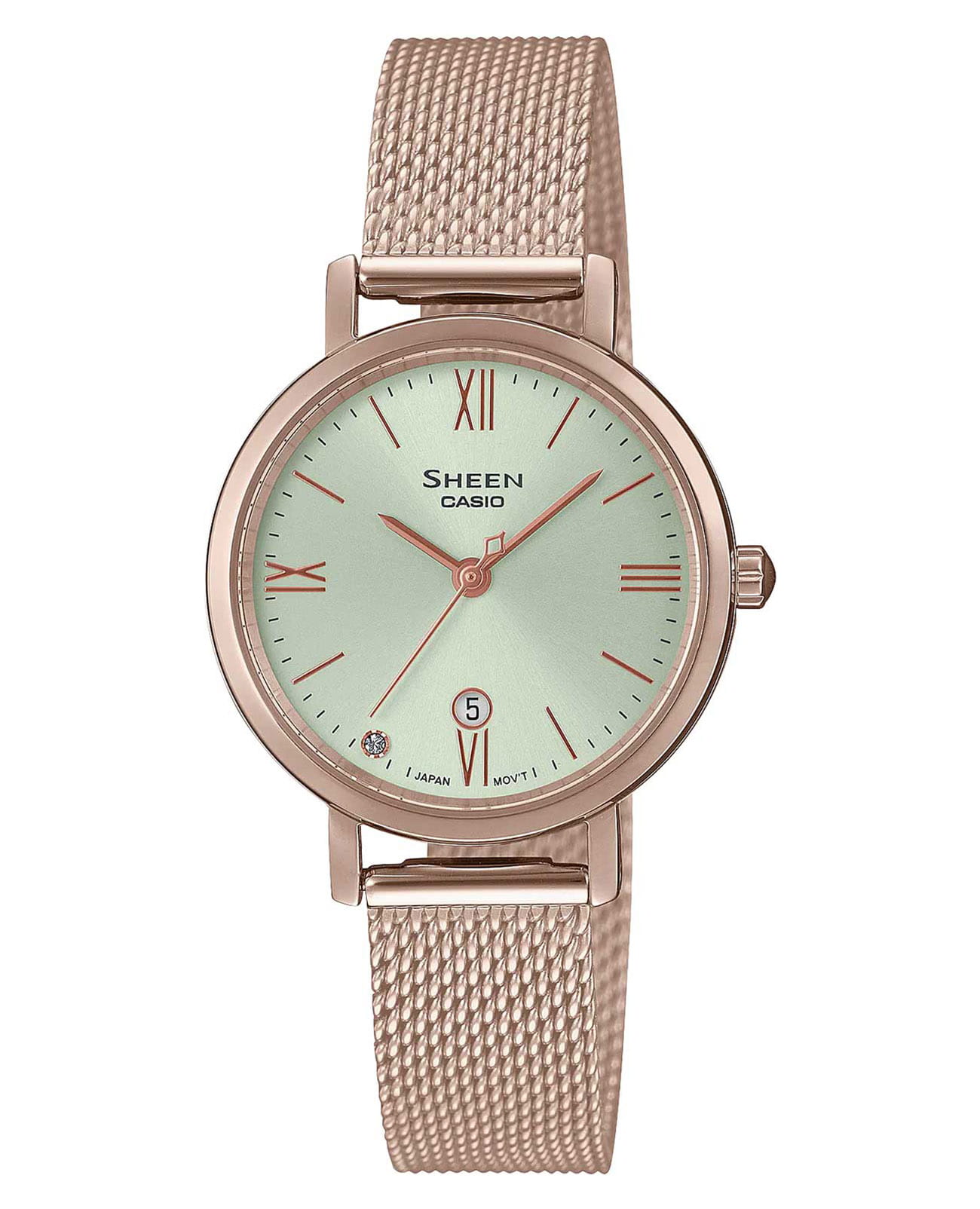 Casio Casio Sheen SHE-4540CM-3AUDF  SHE-4540CM-3AUDF кварцевые женские часы перламутровый циферблат, браслет сталь с ip покрытием — вид спереди