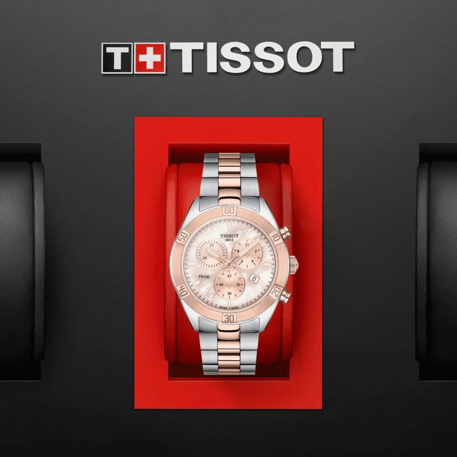 Tissot Tissot PR 100 Sport Chic Chronograph T101.917.22.151.00, t-classic швейцария женские часы на браслете сталь c pvd покрытием боковой вид