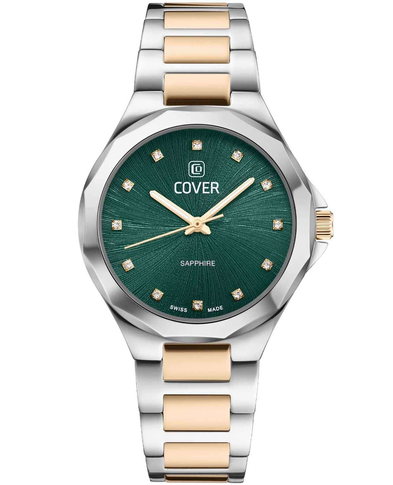 Cover Cover Cardea Crystal CO221.05  CO221.05 кварцевые женские часы зеленый циферблат, браслет нержавеющая сталь с pvd-покрытием — вид спереди