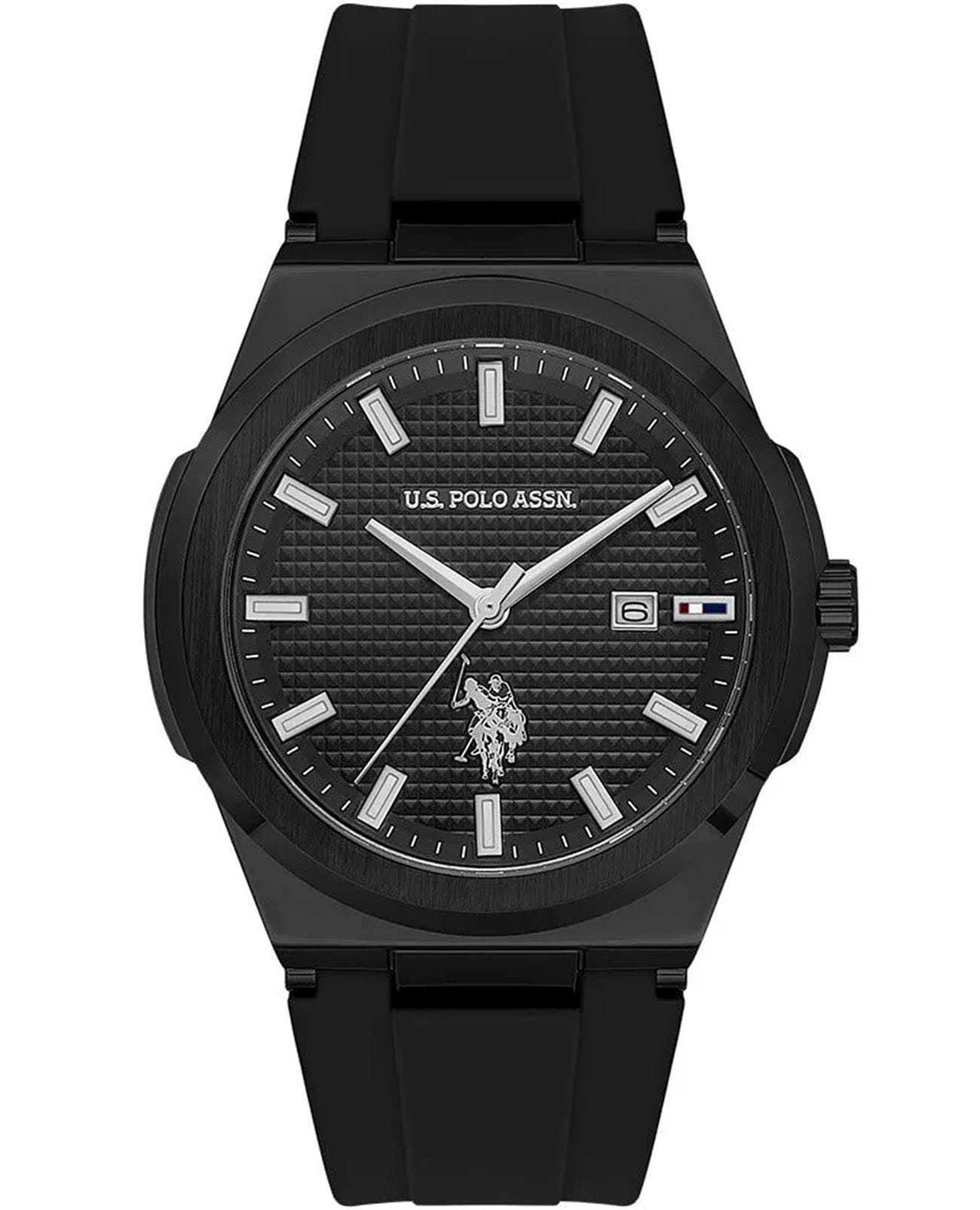U.S. Polo Assn. U.S. Polo Assn. Fundamental USPA1105-05  USPA1105-05 кварцевые мужские часы черный циферблат, браслет силикон — вид спереди