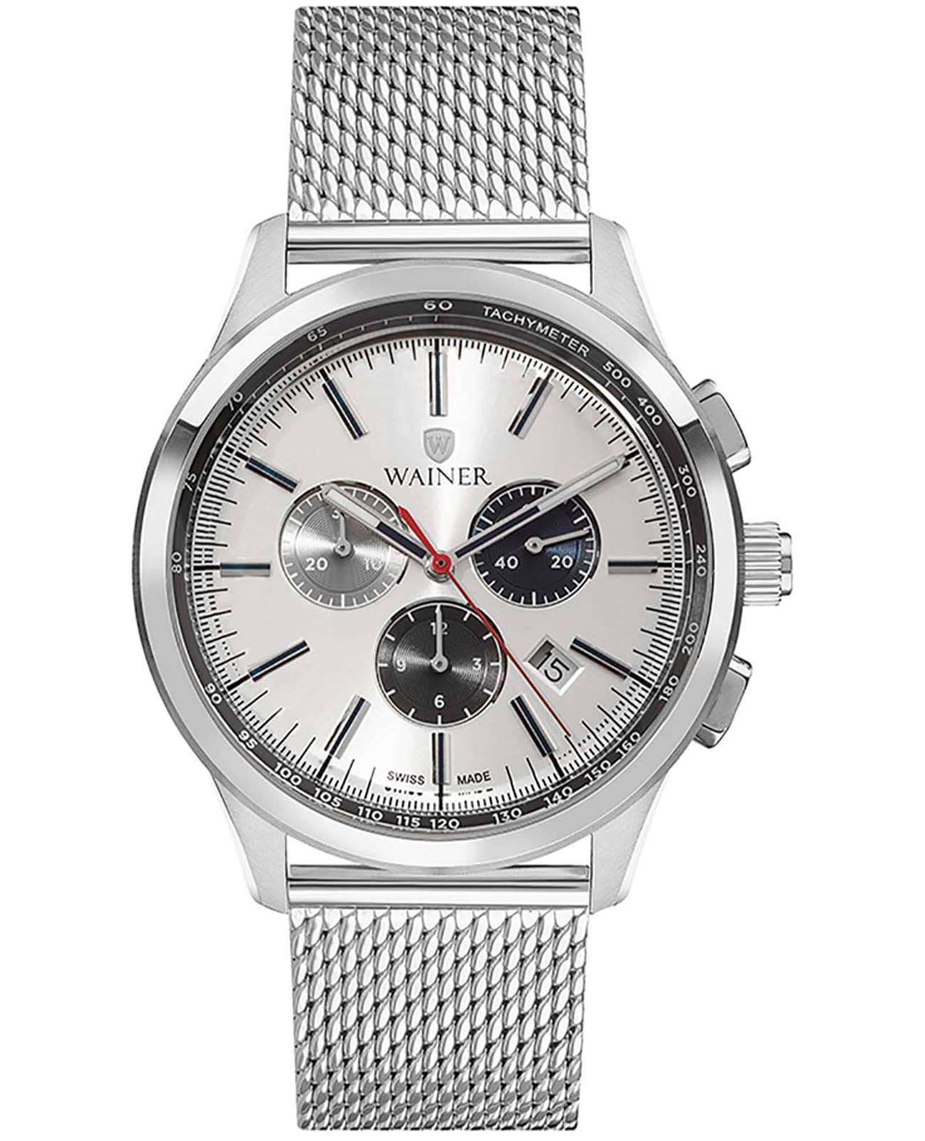 Wainer Wainer  Classic WA.12340-D  WA.12340-D кварцевые мужские часы серебристый циферблат, браслет нержавеющая сталь — вид спереди