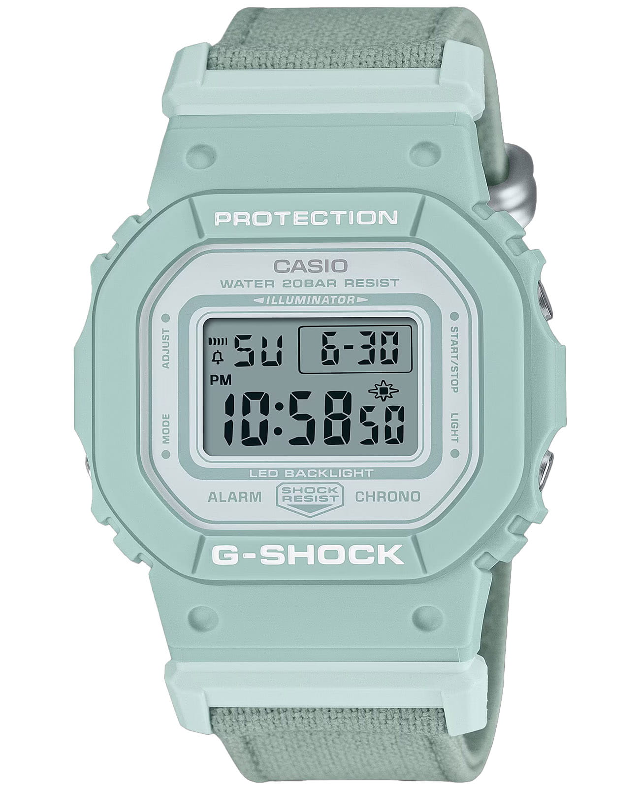 Casio Casio G-Shock GMD-S5600CT-3DR (GMD-S5600CT-3)  GMD-S5600CT-3DR электронные женские часы  циферблат, браслет тканевый — вид спереди