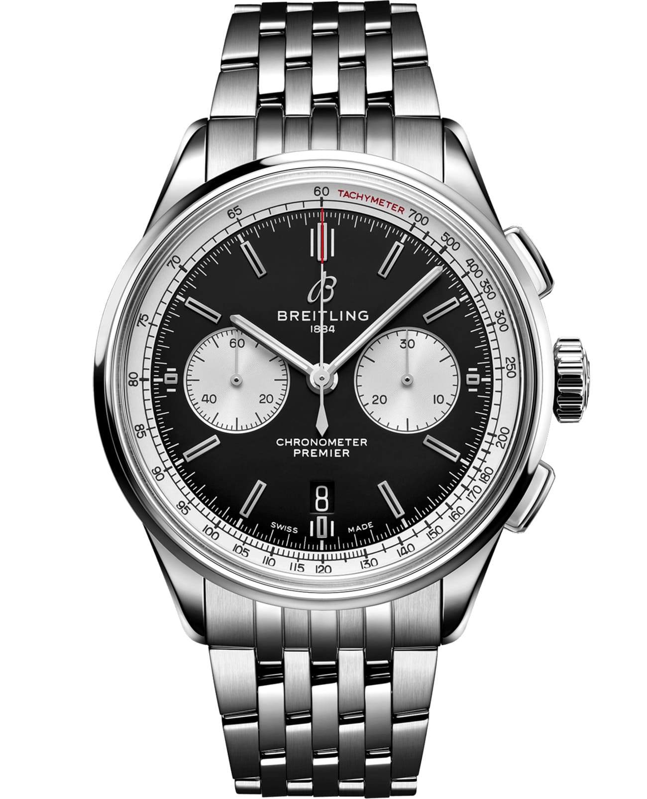 Breitling Breitling Premier B01 Chronograph 42 AB0118371B1A1  AB0118371B1A1 механические мужские часы черный циферблат, браслет нержавеющая сталь — вид спереди
