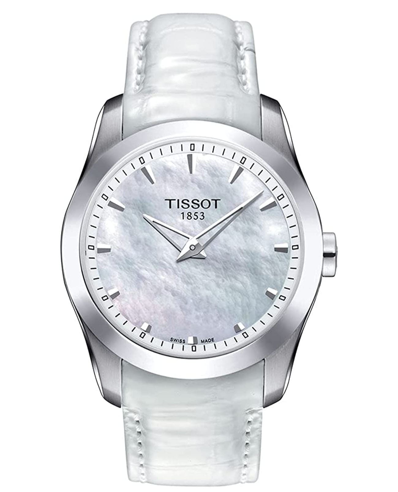 Tissot Tissot Couturier Secret Date Lady T035.246.16.111.00 Couturier T0352461611100 кварцевые женские часы перламутровый циферблат, браслет кожаный — вид спереди