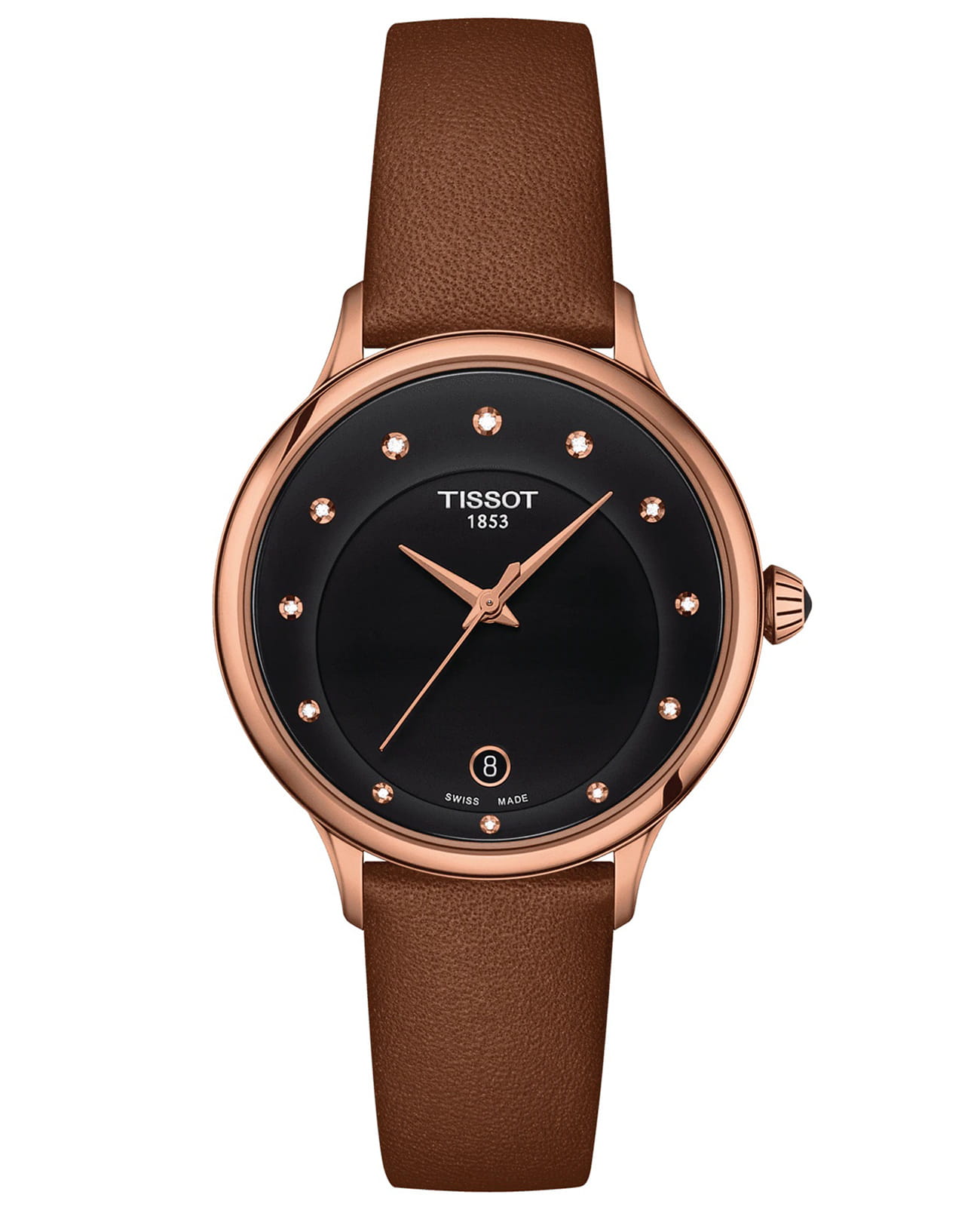 Tissot Tissot Odaci-T T133.210.36.056.00  T1332103605600 кварцевые женские часы черный циферблат, браслет кожаный — вид спереди