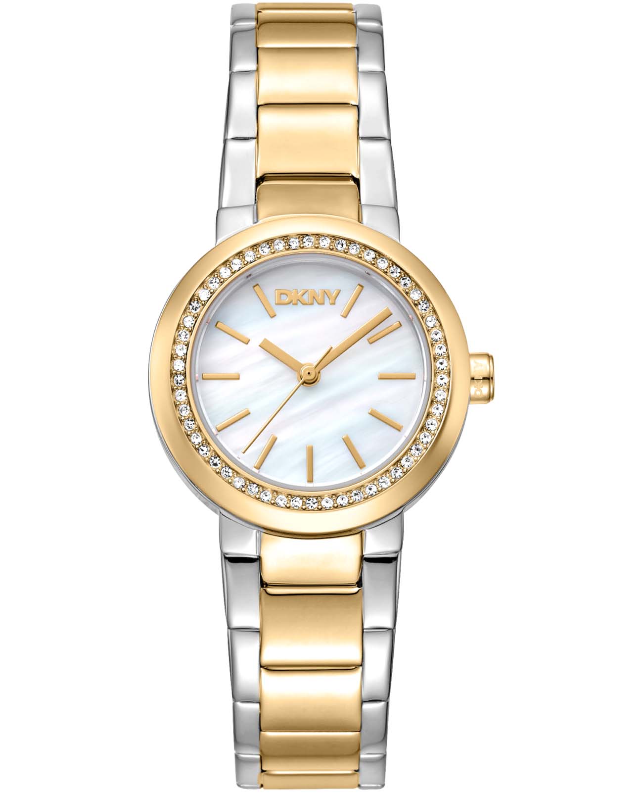 DKNY DKNY Eastside Mini DK1L024M0155  DK1L024M0155 кварцевые женские часы перламутровый циферблат, браслет нержавеющая сталь с ip-покрытием — вид спереди