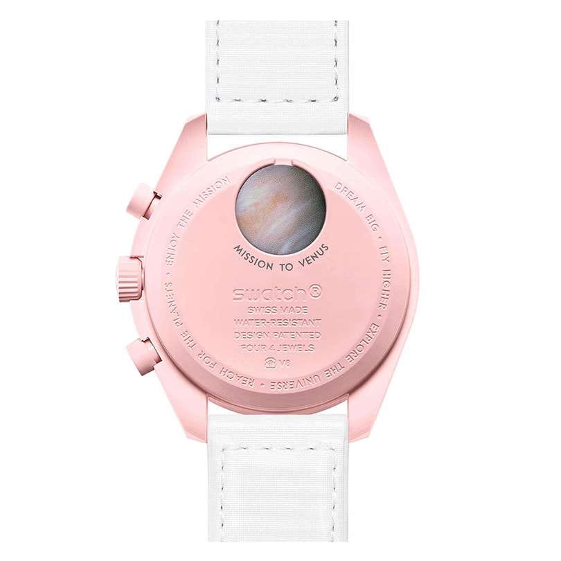 Swatch Swatch x Omega Bioceramic Moonswatch Mission to Venus SO33P100, swatch x omega moonwatch швейцария женские часы на браслете нейлон боковой вид