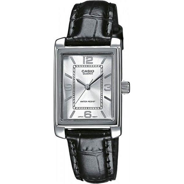 Casio Casio LTP-1234PL-7A  LTP-1234PL-7A кварцевые женские часы серый циферблат, браслет кожаный — вид спереди