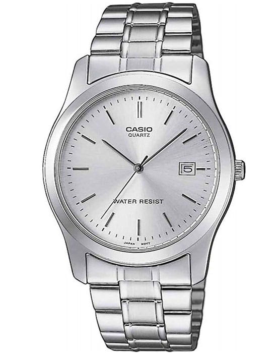 Casio Casio MTP-1141PA-7A  MTP-1141PA-7A кварцевые мужские часы серебристый циферблат, браслет нержавеющая сталь — вид спереди