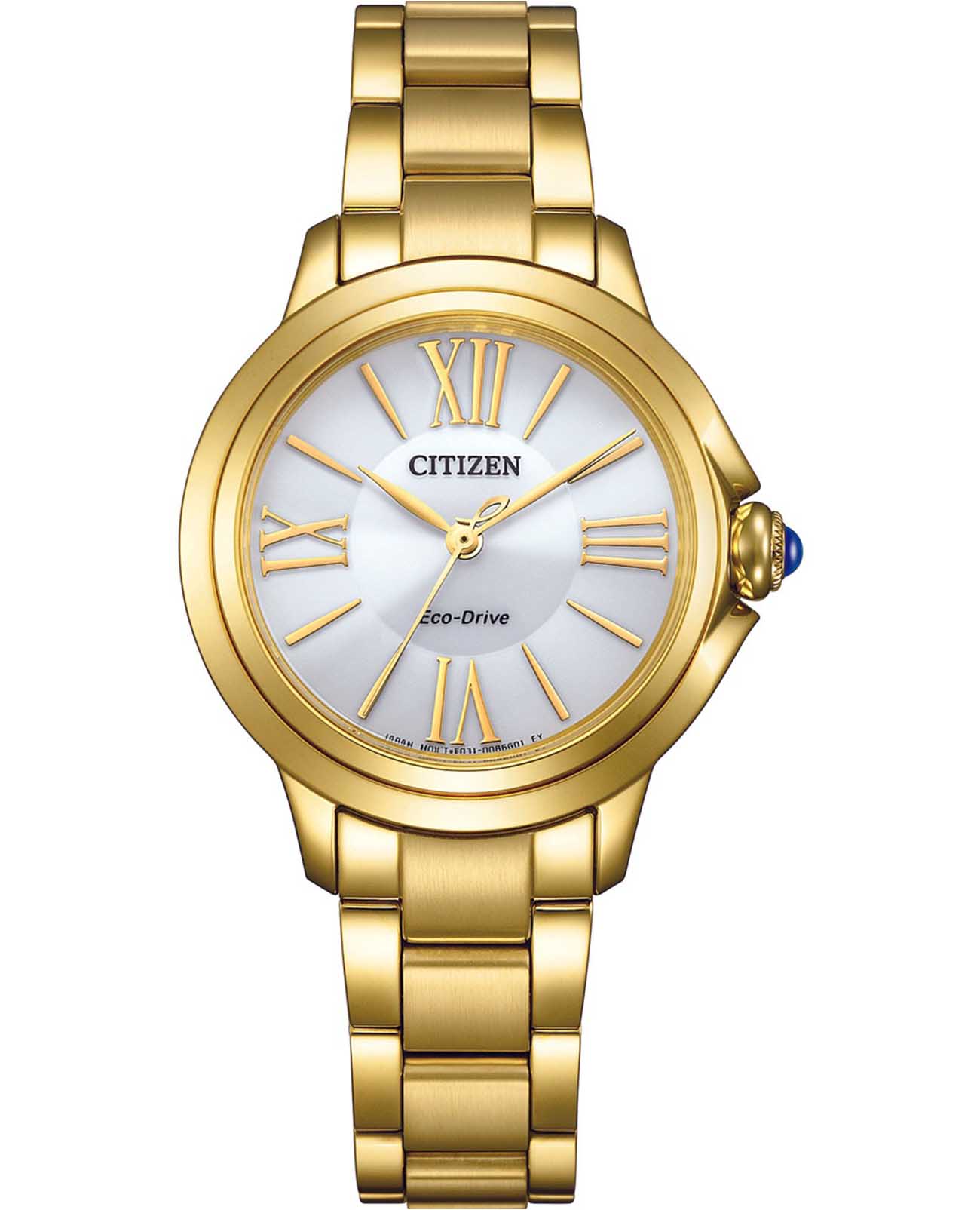 Citizen Citizen Citizen L EM1162-52A  EM1162-52A кварцевые женские часы серебристый циферблат, браслет нержавеющая сталь с ip-покрытием — вид спереди