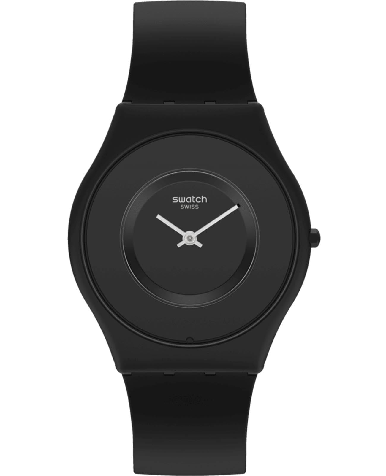 Swatch Swatch Skin Classic Bioceramic SS09B100  SS09B100 кварцевые мужские часы черный циферблат, браслет биоматериал — вид спереди