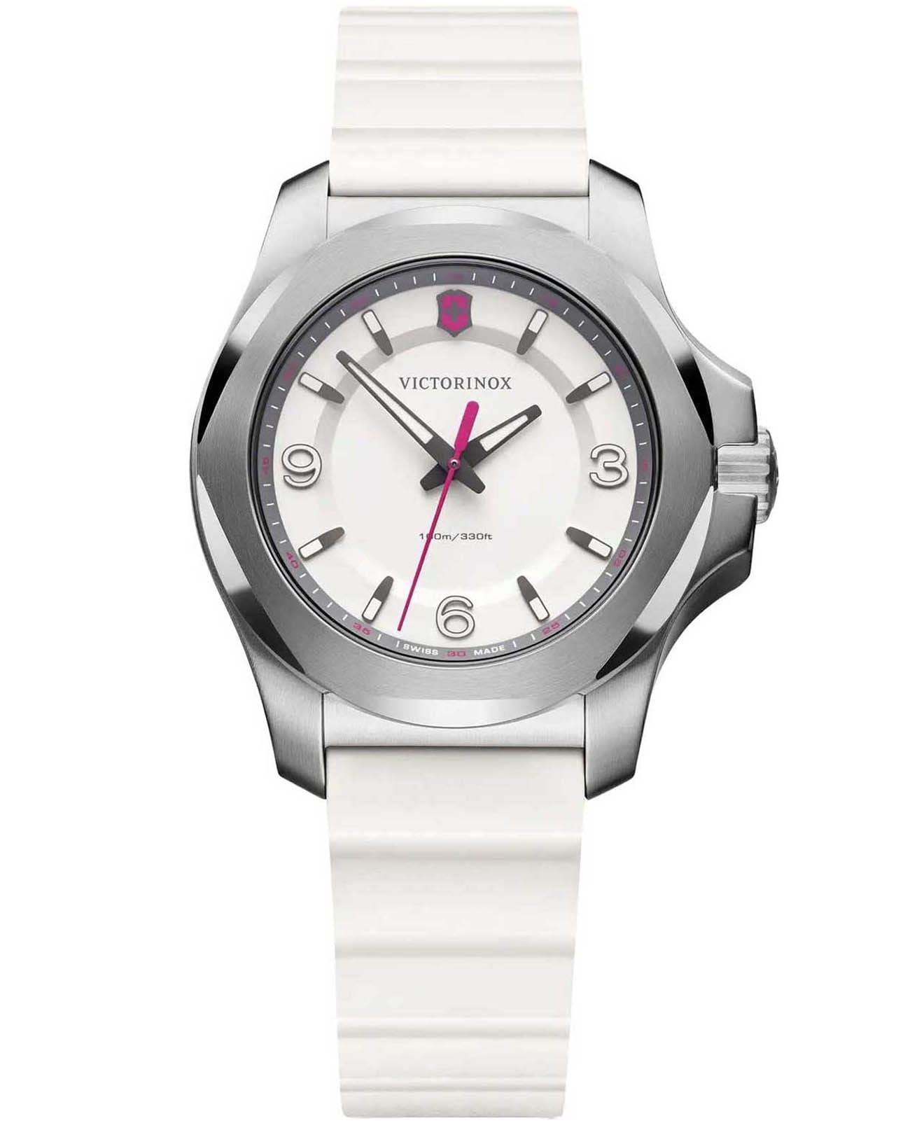 Victorinox Victorinox I.N.O.X. V 241921  241921 кварцевые женские часы белый циферблат, браслет каучук — вид спереди