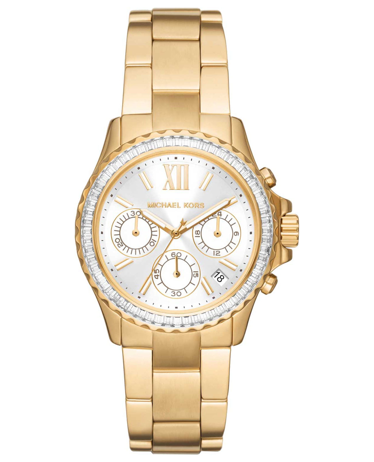 Michael Kors Michael Kors Everest MK7212  MK7212 кварцевые женские часы розовый циферблат, браслет сталь c pvd покрытием — вид спереди