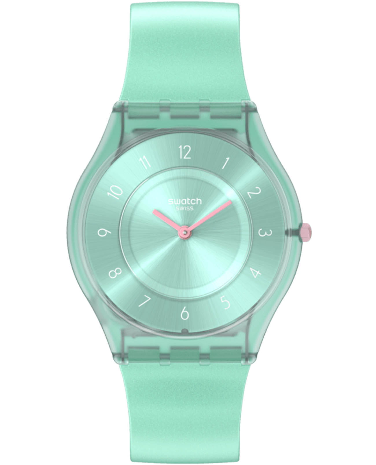 Swatch Swatch Skin Classic Biosourced SS08L100  SS08L100 кварцевые женские часы зеленый циферблат, браслет силикон — вид спереди