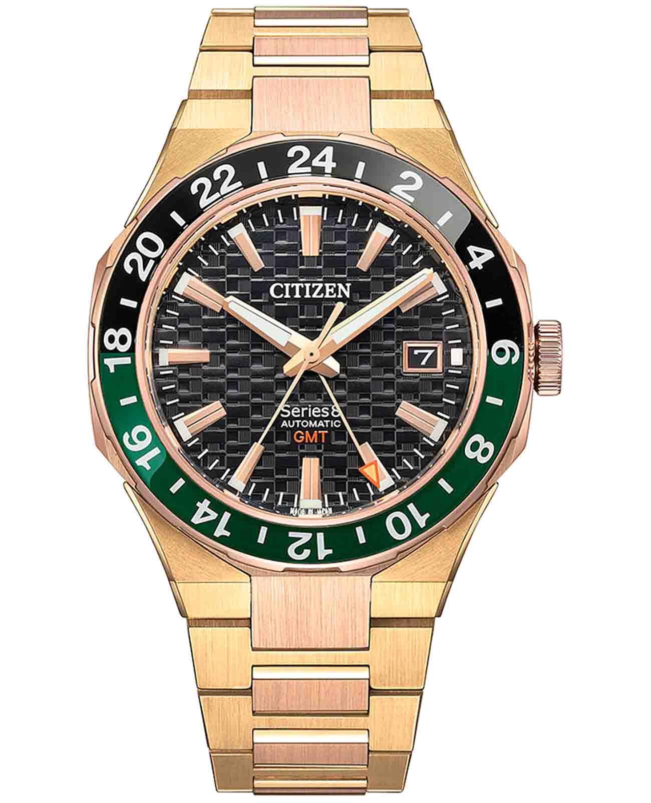 Citizen Citizen Series 8 NB6033-51E  NB6033-51E механические мужские часы черный циферблат, браслет нержавеющая сталь с ip-покрытием — вид спереди