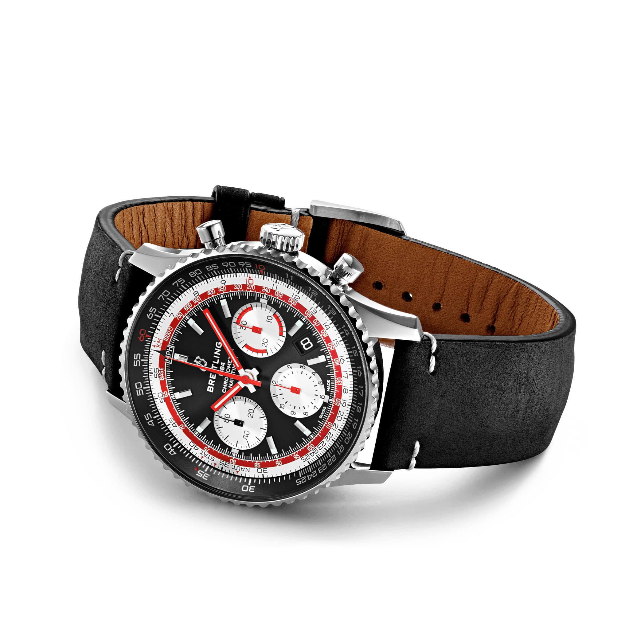 Breitling Breitling Navitimer B01 Chronograph Swiaaair AB01211B1B1X1, navitimer швейцария мужские часы на браслете кожаный боковой вид
