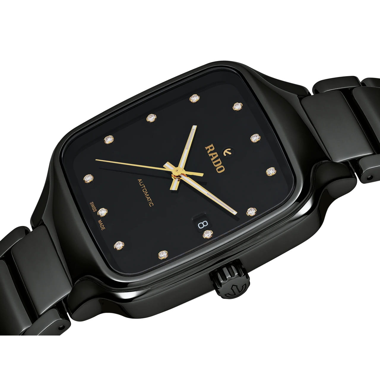 Rado Rado True Square Automatic R27078702, true square швейцария мужские часы на браслете высокотехнологичная керамика + титан боковой вид