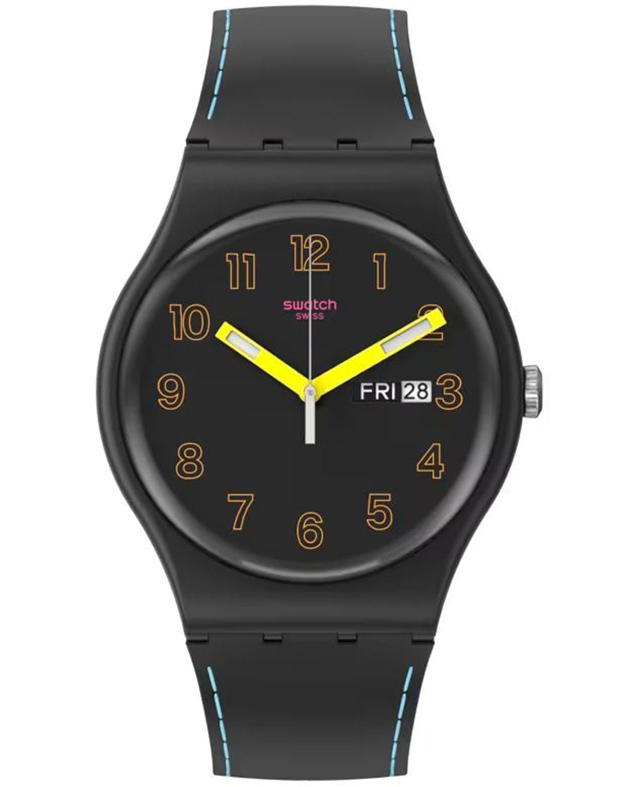 Swatch Swatch New Gent Biosourced SO29B707  SO29B707 кварцевые мужские часы черный циферблат, браслет силикон — вид спереди