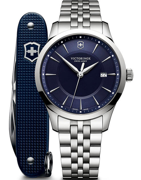 Victorinox Victorinox ALLIANCE 241802.1  241802.1 кварцевые мужские часы синий циферблат, браслет нержавеющая сталь — вид спереди
