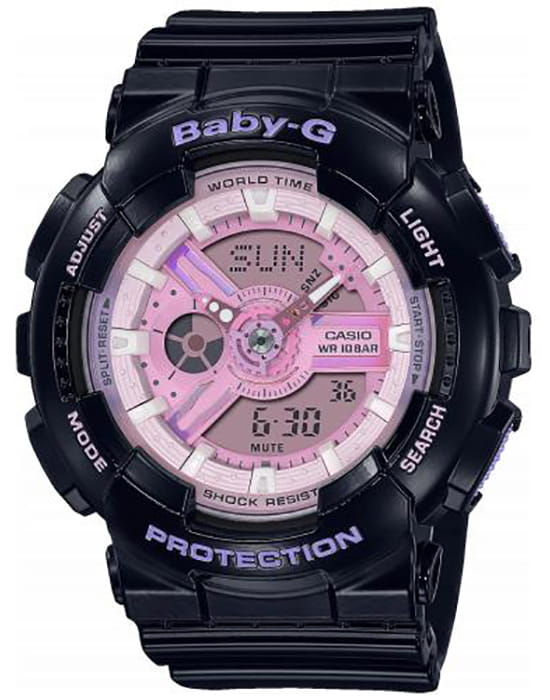 Casio Casio Baby-G BA-110PL-1A  BA-110PL-1AER кварцевые женские часы розовый циферблат, браслет полимер — вид спереди