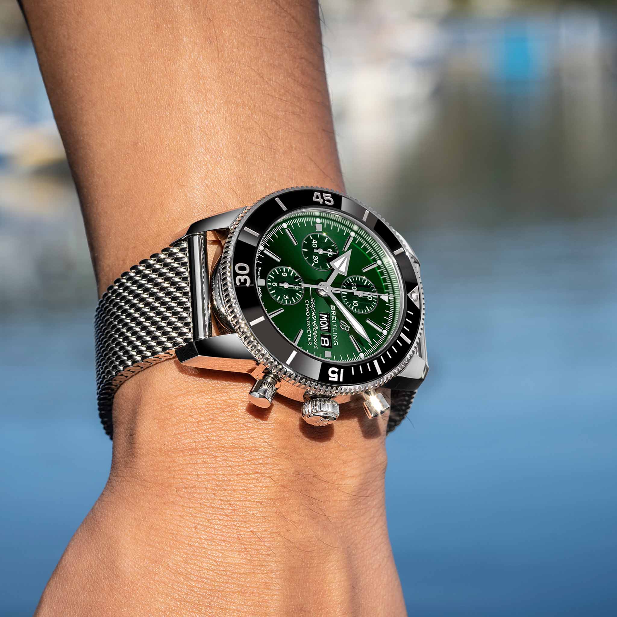 Breitling Breitling Superocean Heritage Chronograph 44 A13313121L1A1 мужские часы зеленый циферблат на запястье