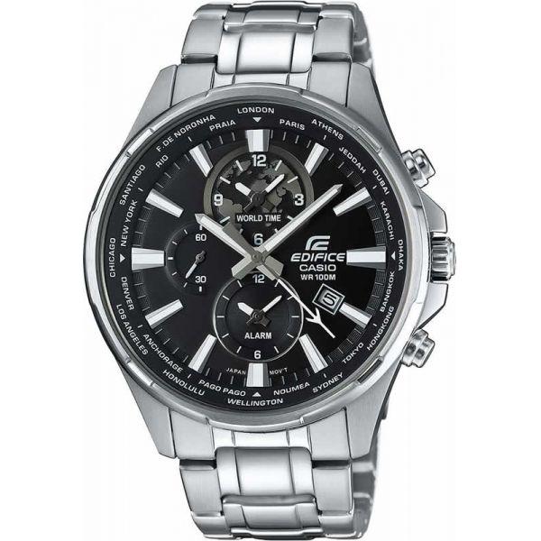 Casio Casio Edifice EFR-304D-1A EFR EFR-304D-1A кварцевые мужские часы черный циферблат, браслет карбон + полимер — вид спереди