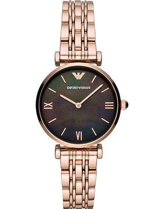 Emporio Armani Emporio Armani AR11145  AR11145 кварцевые женские часы перламутровый циферблат, браслет сталь с ip покрытием — вид спереди