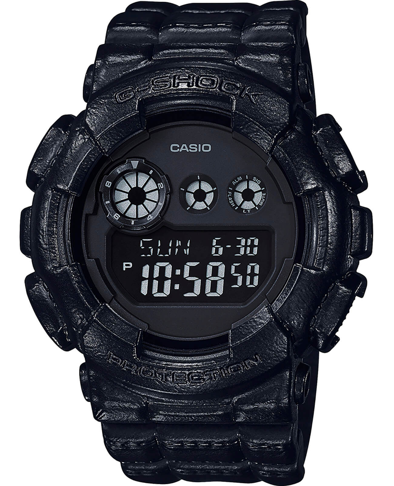Casio Casio G-Shock GD-120BT-1  GD-120BT-1E электронные мужские часы черный циферблат, браслет пластик — вид спереди