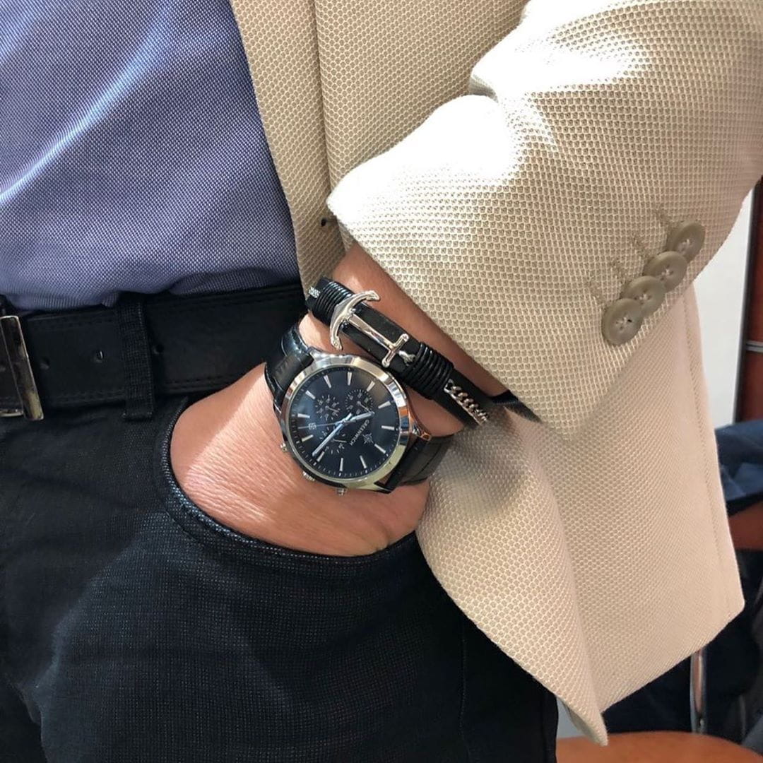 Greenwich Greenwich Skipper GW 043.11.31,  англия мужские часы на браслете кожаный боковой вид