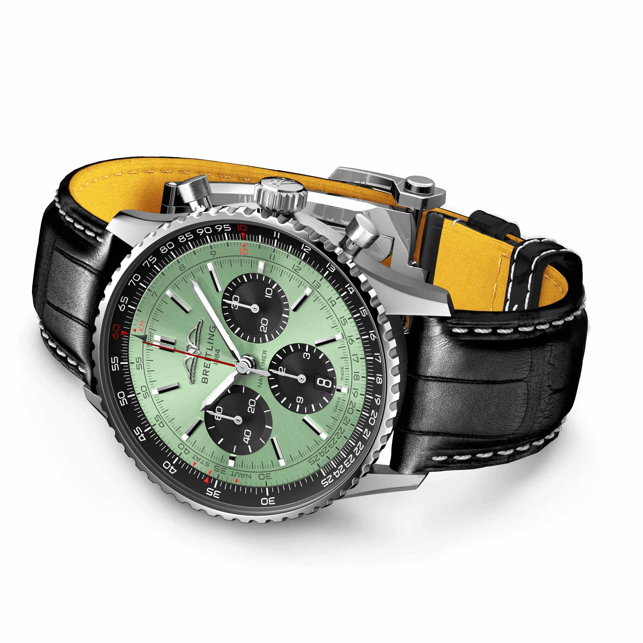 Breitling Breitling Navitimer B01 Chronograph 43 AB0138241L1P1 мужские часы зеленый циферблат на запястье