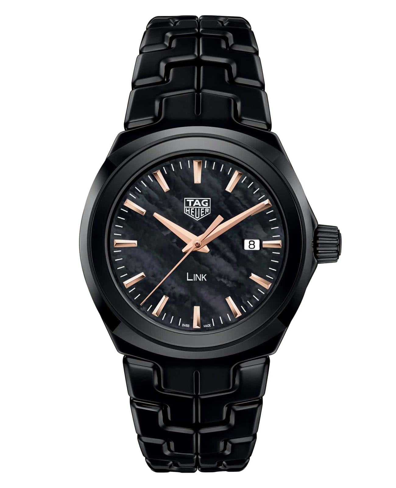 TAG Heuer TAG Heuer Link WBC1392.BH0744  WBC1392.BH0744 кварцевые женские часы перламутровый циферблат, браслет керамика — вид спереди