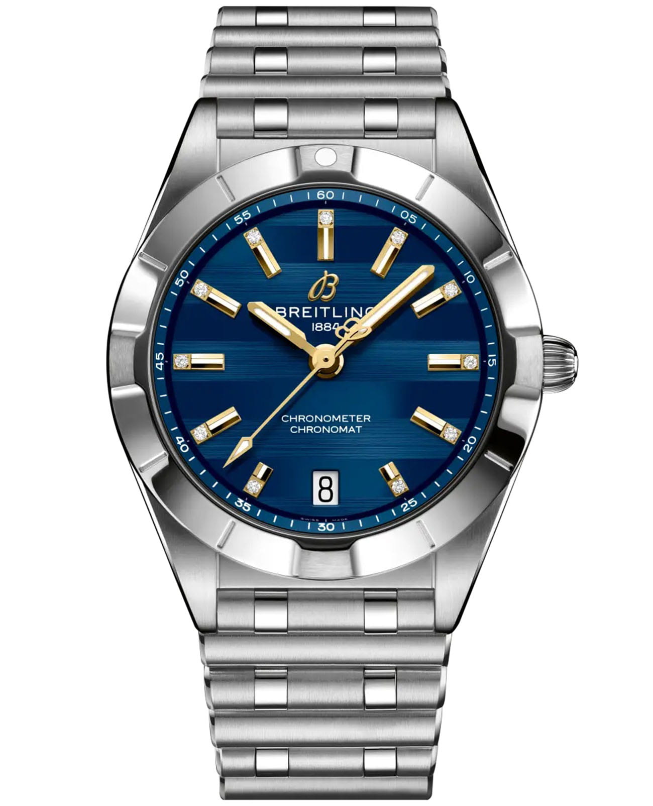 Breitling Breitling Chronomat 32 A773106A1C1A1  A773106A1C1A1 кварцевые женские часы синий циферблат, браслет нержавеющая сталь — вид спереди