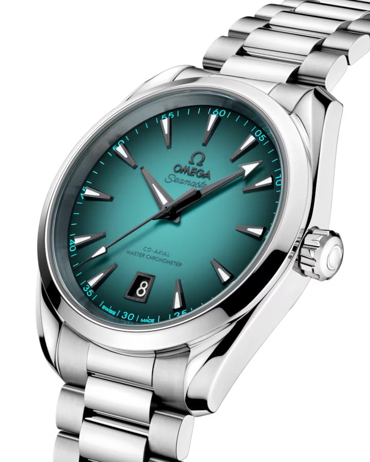 Omega Omega Seamaster Aqua Terra 220.10.38.20.03.005, seamaster швейцария мужские часы на браслете нержавеющая сталь боковой вид