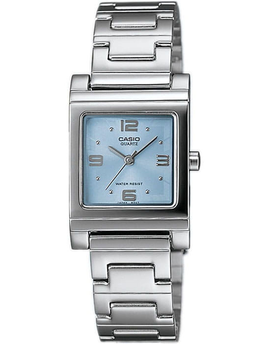 Casio Casio Collection LTP-1237D-2A  LTP-1237D-2A кварцевые женские часы голубой циферблат, браслет нержавеющая сталь — вид спереди