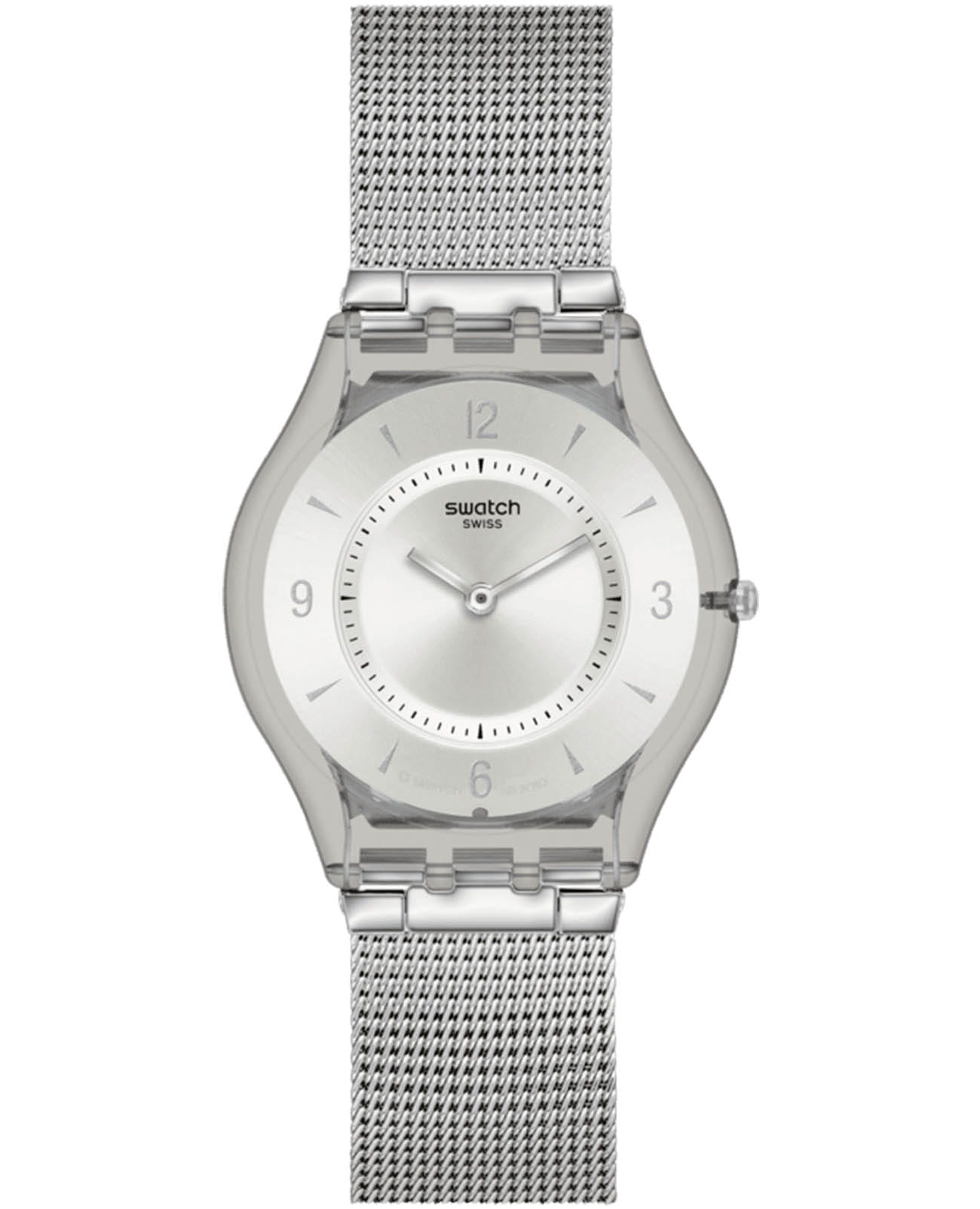 Swatch Swatch Skin Classic Biosourced SS08M100M  SS08M100M кварцевые женские часы серебристый циферблат, браслет нержавеющая сталь — вид спереди