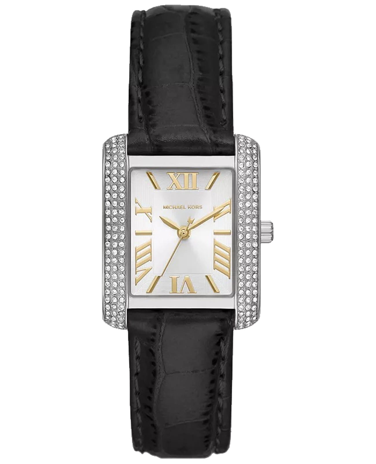 Michael Kors Michael Kors Emery MK4696  MK4696 кварцевые женские часы серебристый циферблат, браслет кожаный — вид спереди