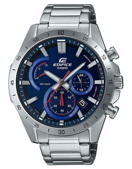 Casio Casio Edifice EFR-573D-2AVUDF (EFR-573D-2A) EFR EFR-573D-2A кварцевые мужские часы синий циферблат, браслет нержавеющая сталь — вид спереди