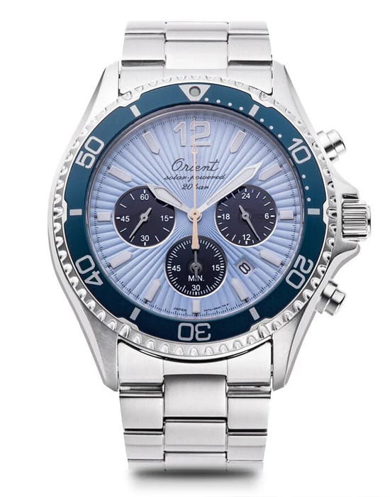 Orient Orient Chronograph Mako Kamasu RA-TX0210L (RN-TX0210L)  RA-TX0210L кварцевые мужские часы синий циферблат, браслет нержавеющая сталь — вид спереди