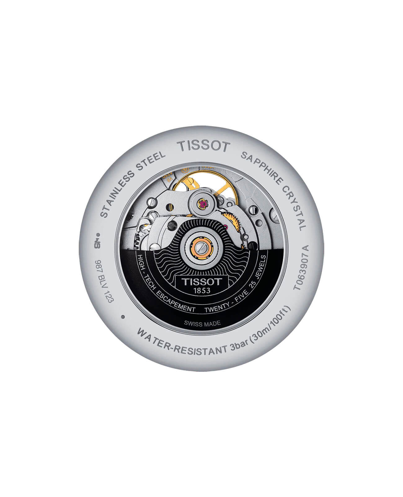 Tissot Tissot Tradition Powermatic 80 Open Heart T063.907.11.038.00, t-classic швейцария мужские часы на браслете нержавеющая сталь боковой вид