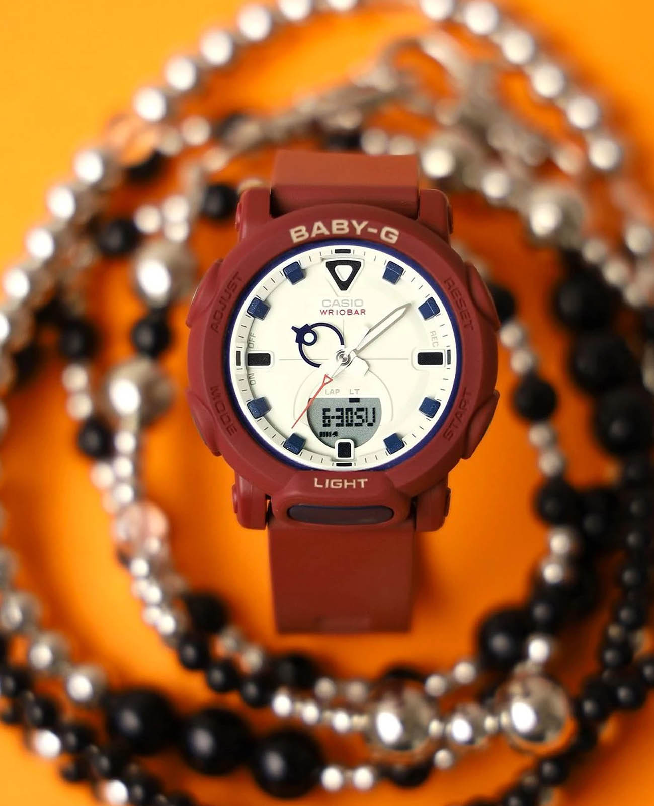 Casio Casio Baby-G BGA-310RP-4ADR (BGA-310RP-4A) кварцевые женские часы часы крупный план  циферблата