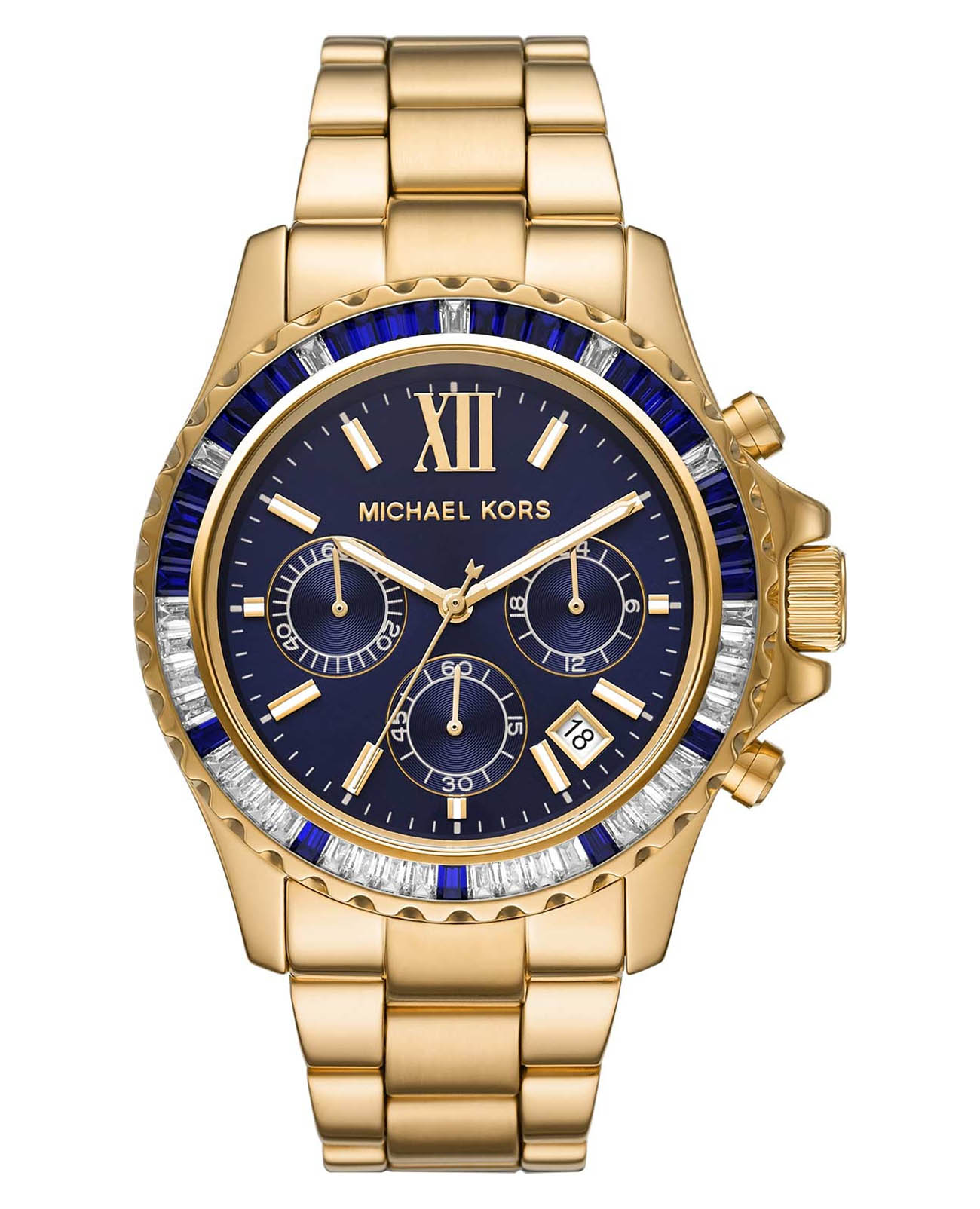 Michael Kors Michael Kors Everest MK6971  MK6971 кварцевые женские часы синий циферблат, браслет сталь c pvd покрытием — вид спереди
