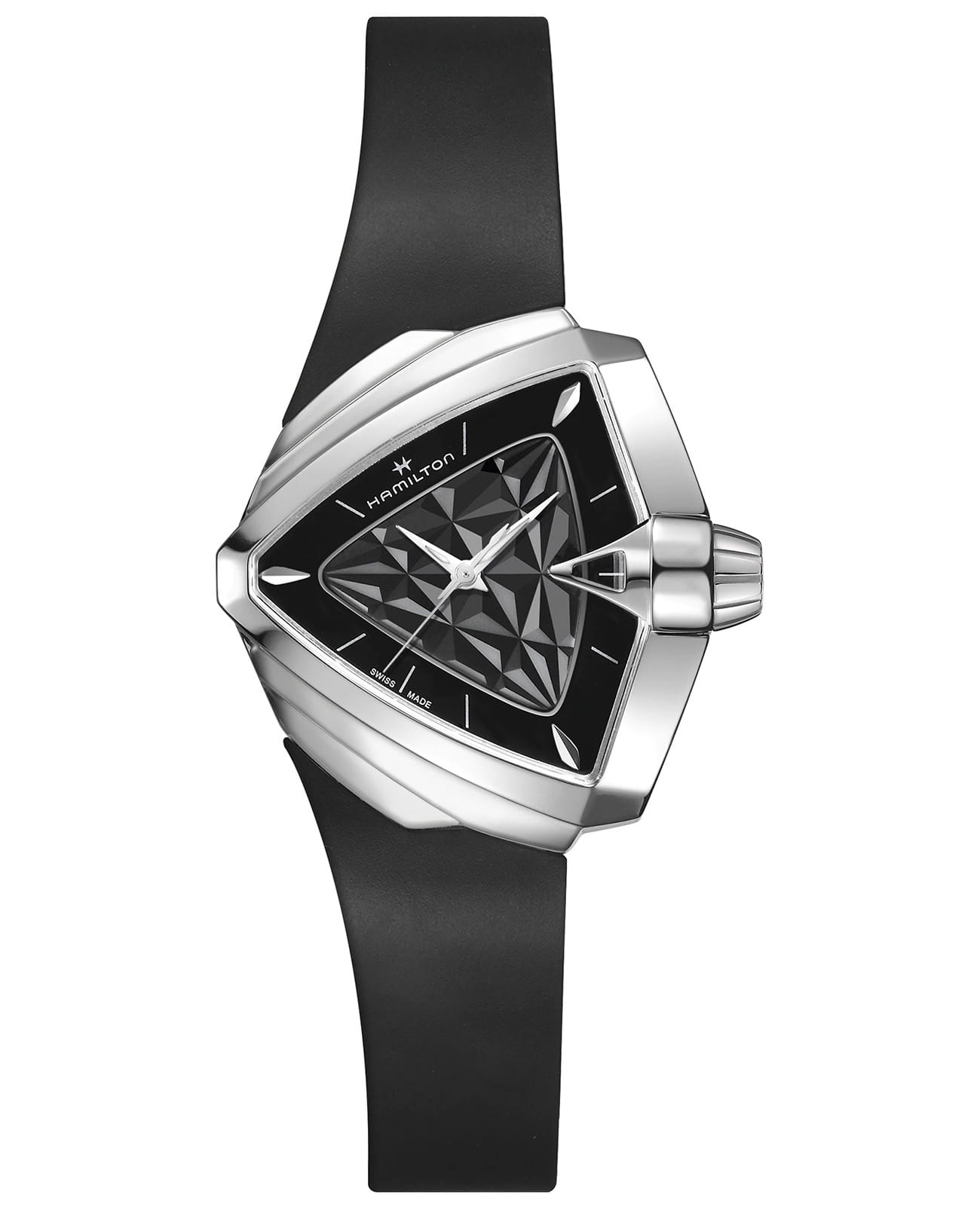 Hamilton Hamilton Ventura H24251330  H24251330 кварцевые женские часы черный циферблат, браслет каучук — вид спереди