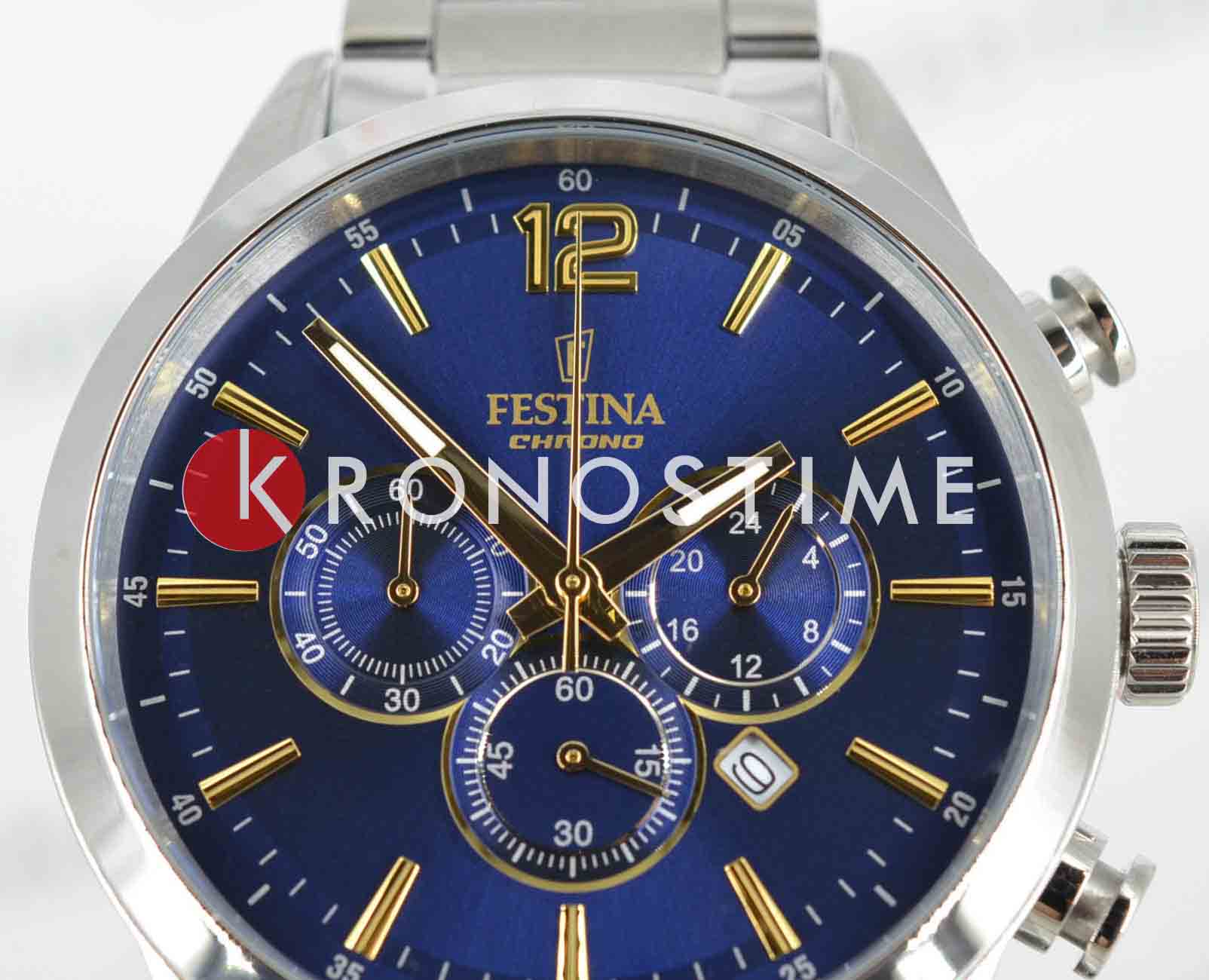 Festina Festina Timeless Chrono F20343/2 мужские часы синий циферблат на запястье