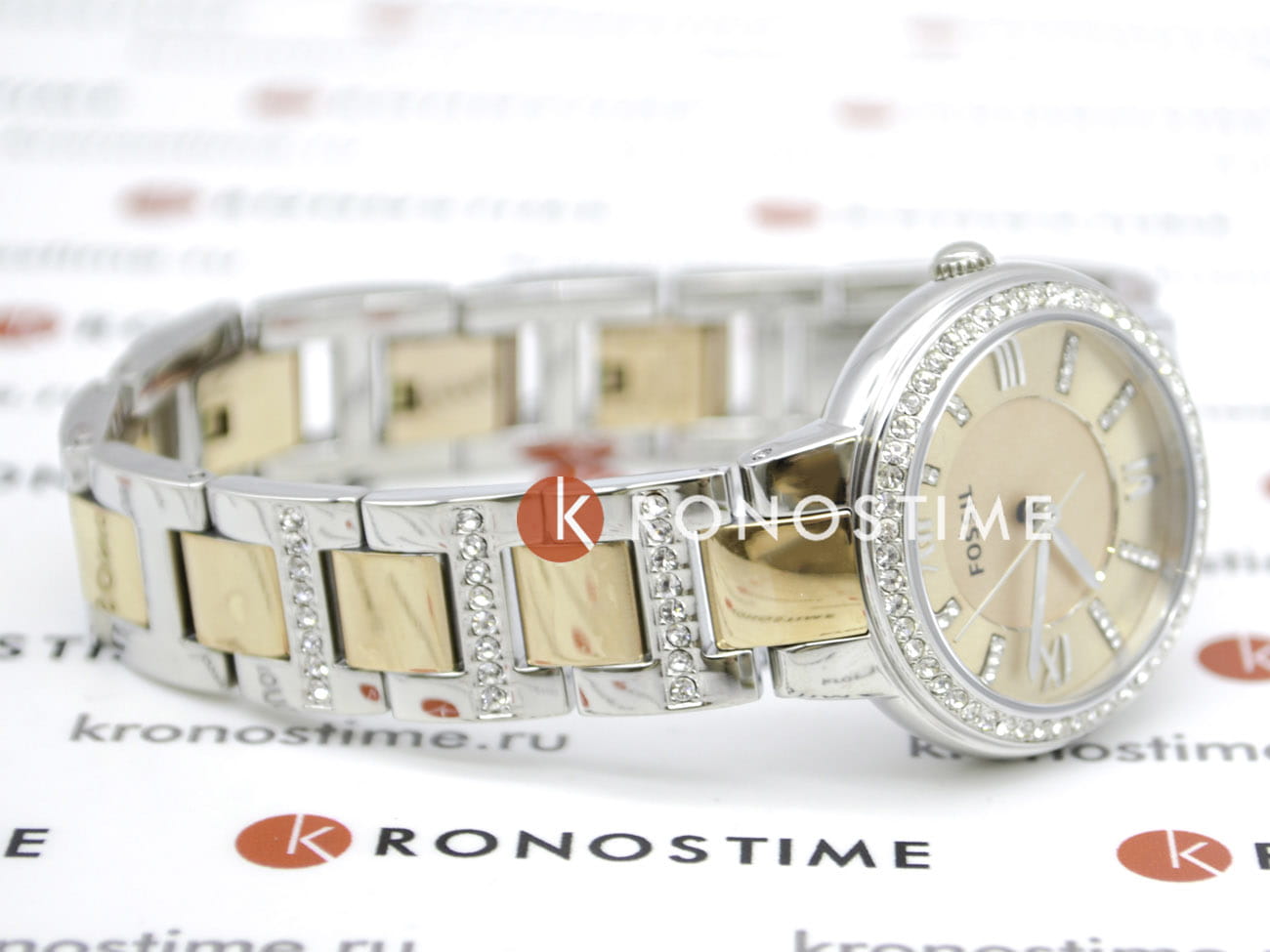 Fossil Fossil Carlie  ES3405,  сша женские часы на браслете сталь с ip покрытием боковой вид