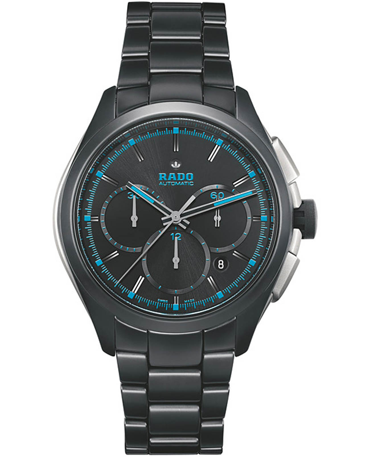 Rado Rado HyperChrome Automatic Chronograph R32525152 Automatic R32525152 механические мужские часы черный циферблат, браслет высокотехнологичная керамика — вид спереди