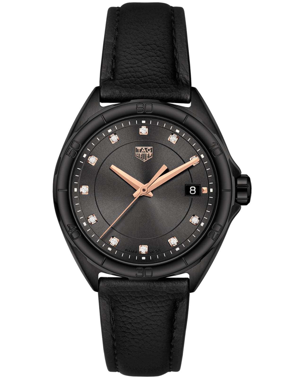 TAG Heuer TAG Heuer Formula 1 WBJ1317.FC8230  WBJ1317.FC8230 кварцевые женские часы черный циферблат, браслет кожаный — вид спереди