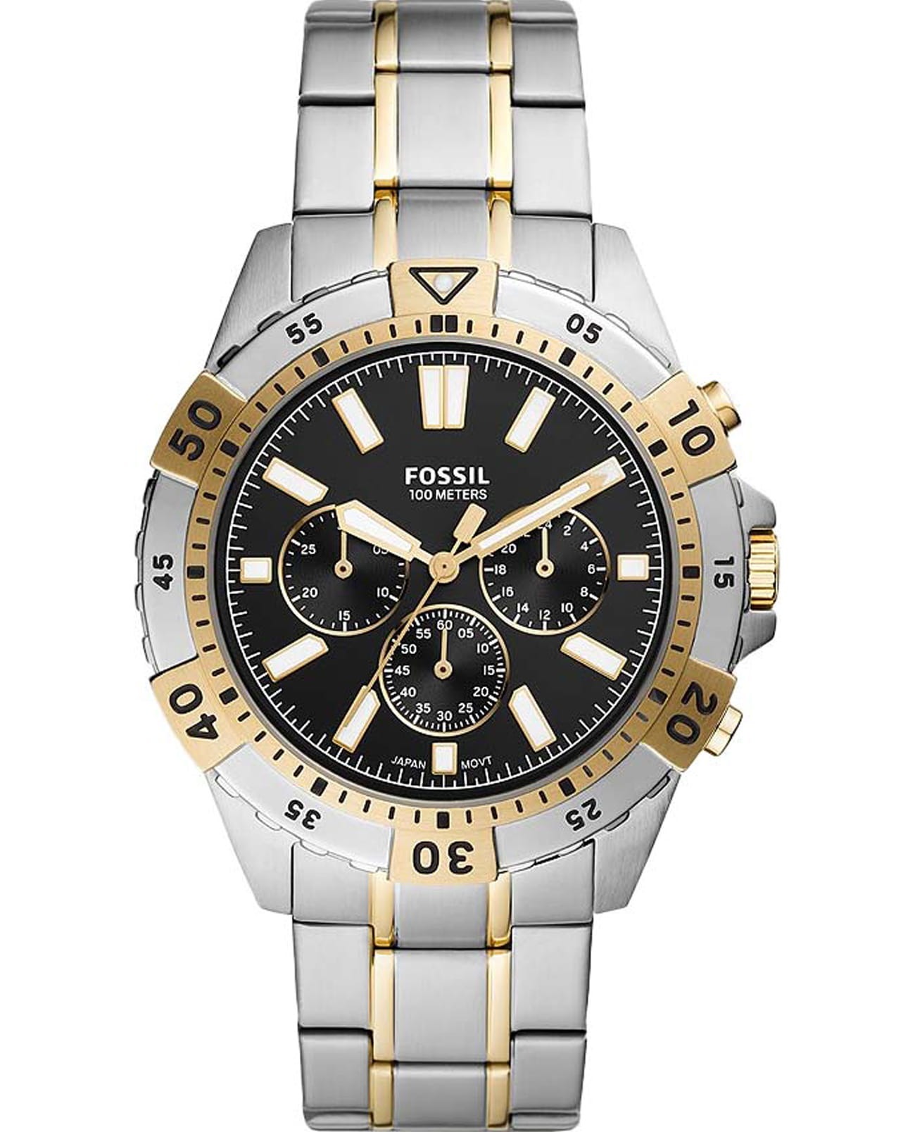 Fossil Fossil Bannon  FS5771  FS5771 кварцевые мужские часы черный циферблат, браслет сталь с ip покрытием — вид спереди