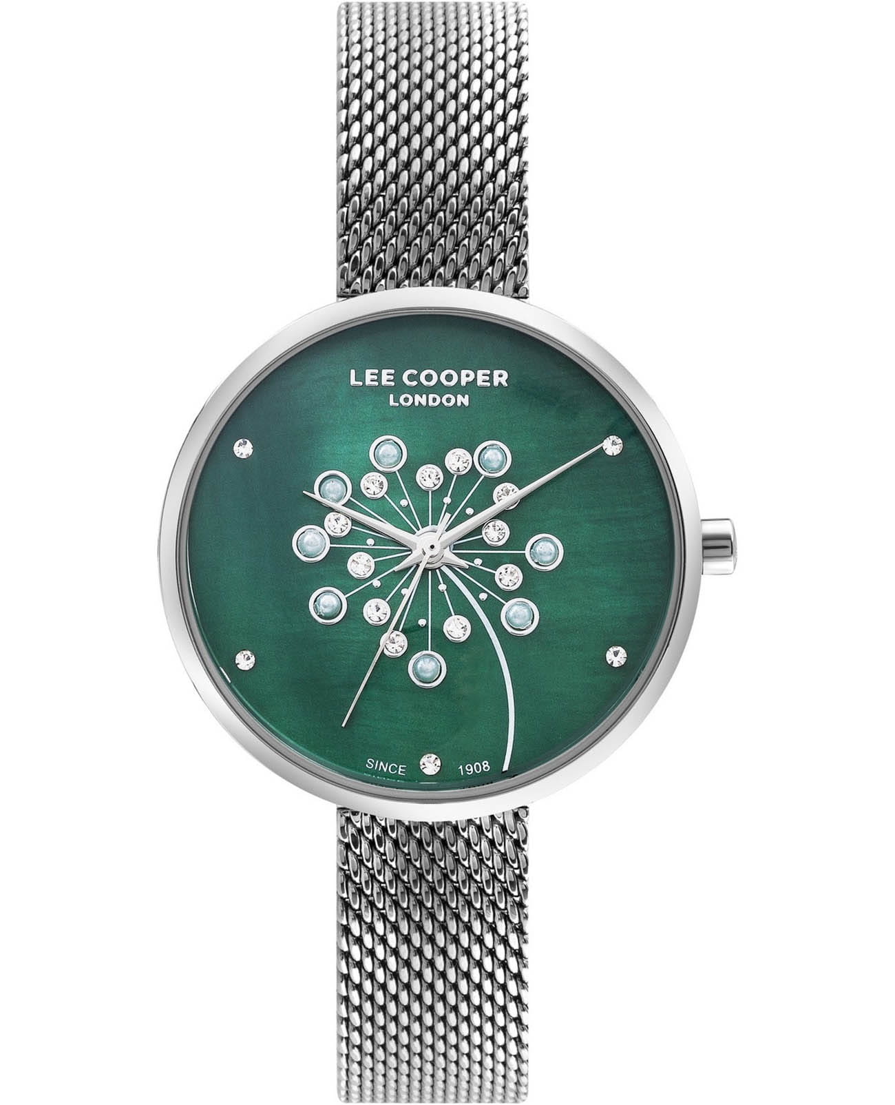 Lee Cooper Lee Cooper LC07601.370  LC07601.370 кварцевые женские часы зеленый циферблат, браслет суперметалл — вид спереди